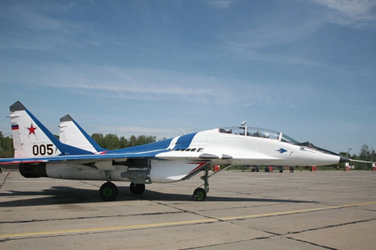 NIZHNY NOVGOROD, RUSSIA - DECEMBER 22: The MiG-29 jet ready for take off on December 22, 2016 in Nizhny Nov