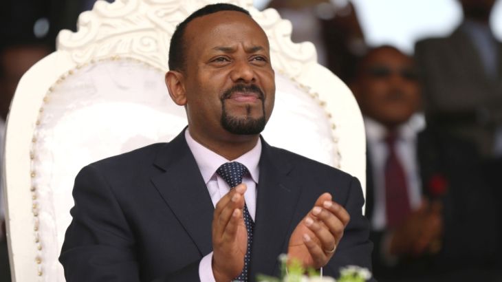 Ethiopia''s newly elected prime minister Abiy Ahmed attends a rally during his visit to Ambo in the Oromiya region