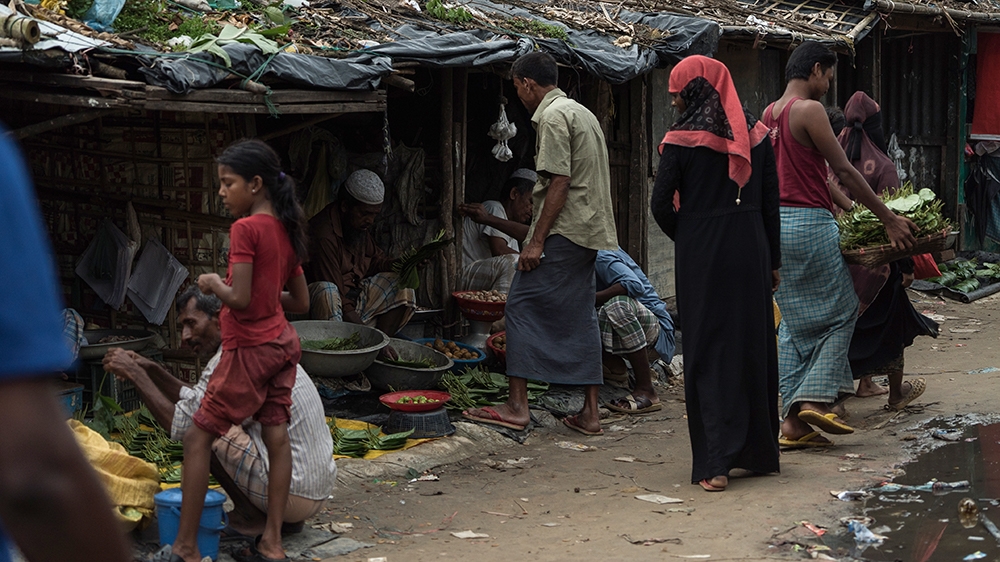 A small market outside Nayapara camp, Bangladesh [Sorin Furcoi/Al Jazeera]
