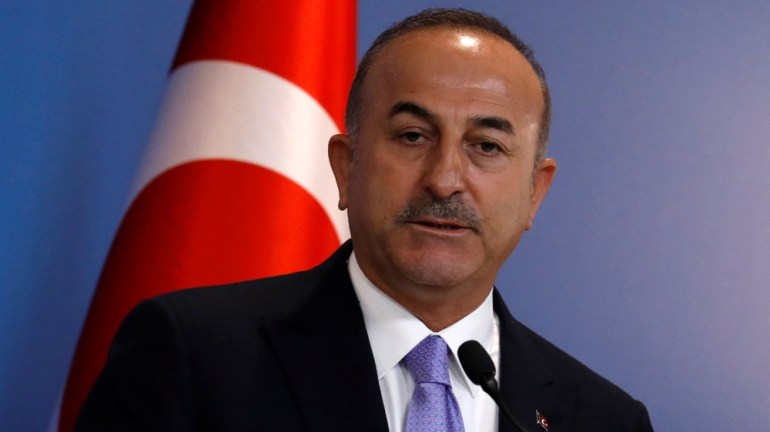 Turkish Foreign Minister Mevlut Cavusoglu attends a news conference in Ankara