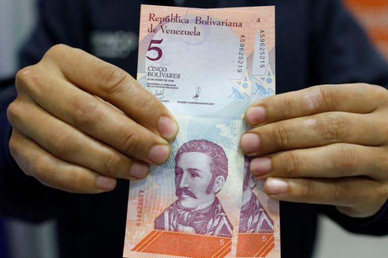 New five Bolivar Soberano (Sovereign Bolivar) bills