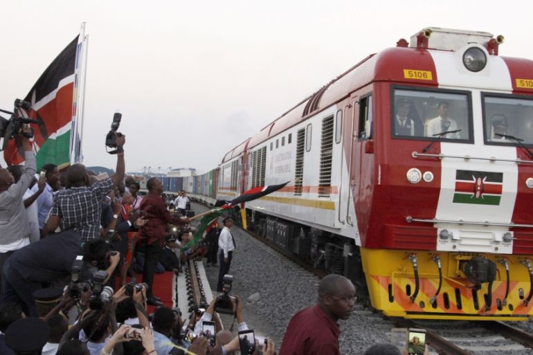 The SGR cargo train rides from the port containers depot in Mombasa, Kenya, to Nairobi