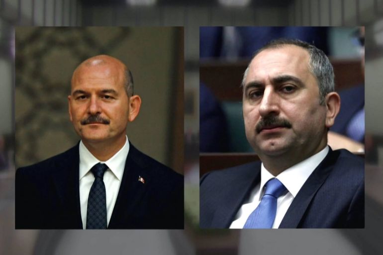 Abdulhamit Gul, Turkey''s Minister of Justice, and Suleyman Soylu, Turkey''s Minister of Interior.