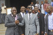 Ugandan pop star Robert Kyagulanyi Ssentamu, better known as Bobi Wine, celebrates shortly after being sworn in as a member of parliament in Kampala, Uganda in July 2017 [AP]

 [Daylife]