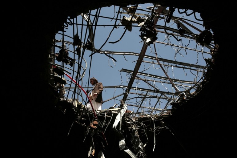 File image - Saudi air strike on a funeral hall in Yemen