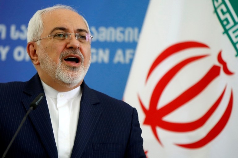 Iranian Foreign Minister Zarif speaks to media in Tbilisi