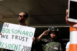 Supporters of Brazilian presidential candidate Jair Bolsonaro