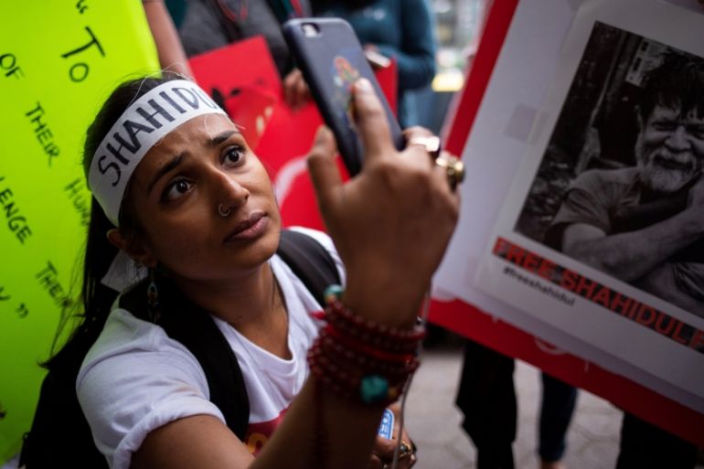 Protest against arrest of Bangladeshi photojournalist Shahidul Alam