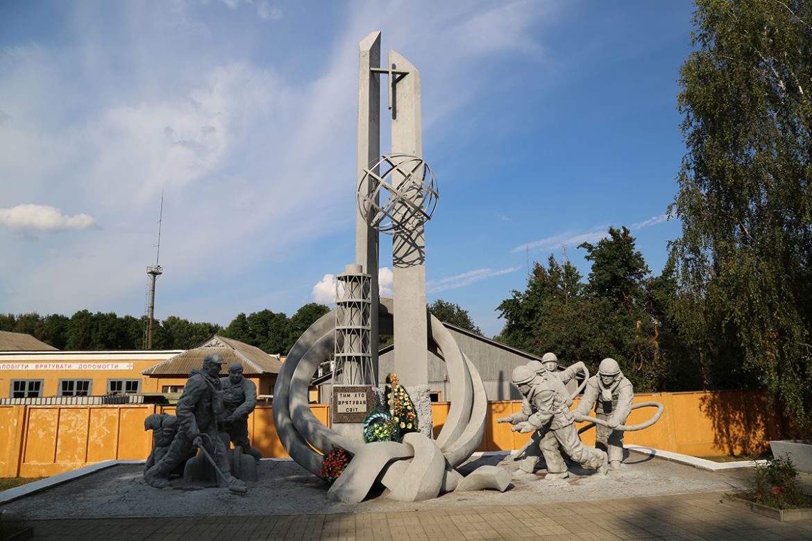 A monument in Chernobyl is dedicated to the hundreds of thousands of firefighters, soldiers, engineers and miners who worked to contain the disaster. Many of the firefighters who responded to the expl
