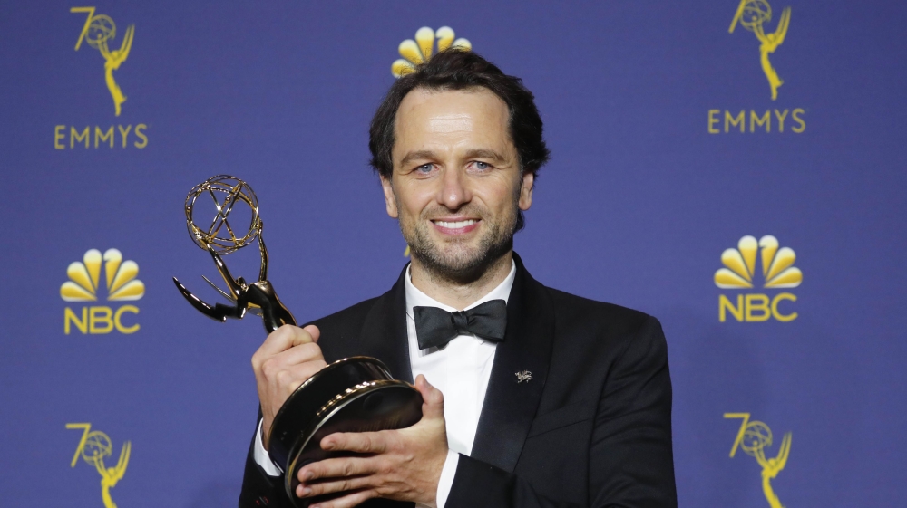  Matthew Rhys poses with his Emmy for Outstanding Lead Actor in a Drama series [Mike Blake/Reuters]