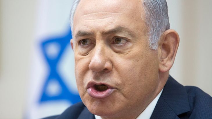 ISRAEL-POLITICS-CABINET-NETANYAHU Israeli Prime Minister Benjamin Netanyahu speaks during the weekly cabinet meeting at the Prime Minister''s office in Jerusalem on September 16, 2018
