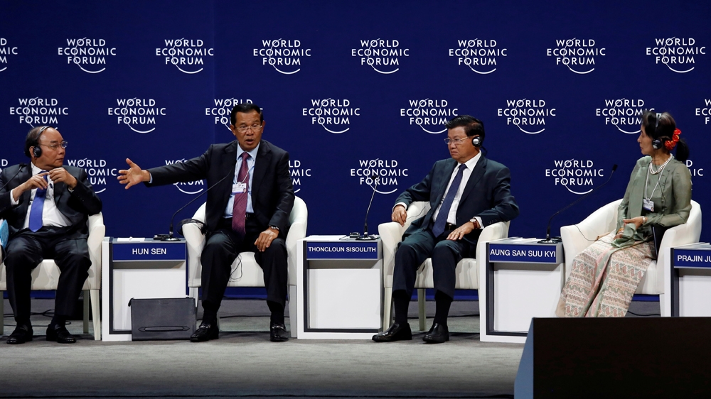 Hun Sen was at a panel discussion with leaders of other ASEAN countries [Reuters]