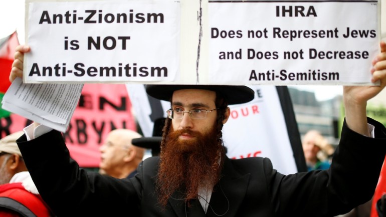 Demonstrator Labour anti-semitism