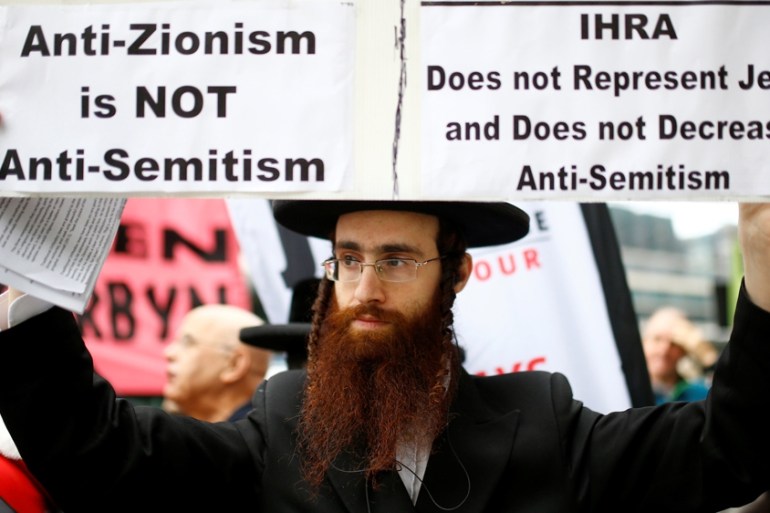 Demonstrator Labour anti-semitism