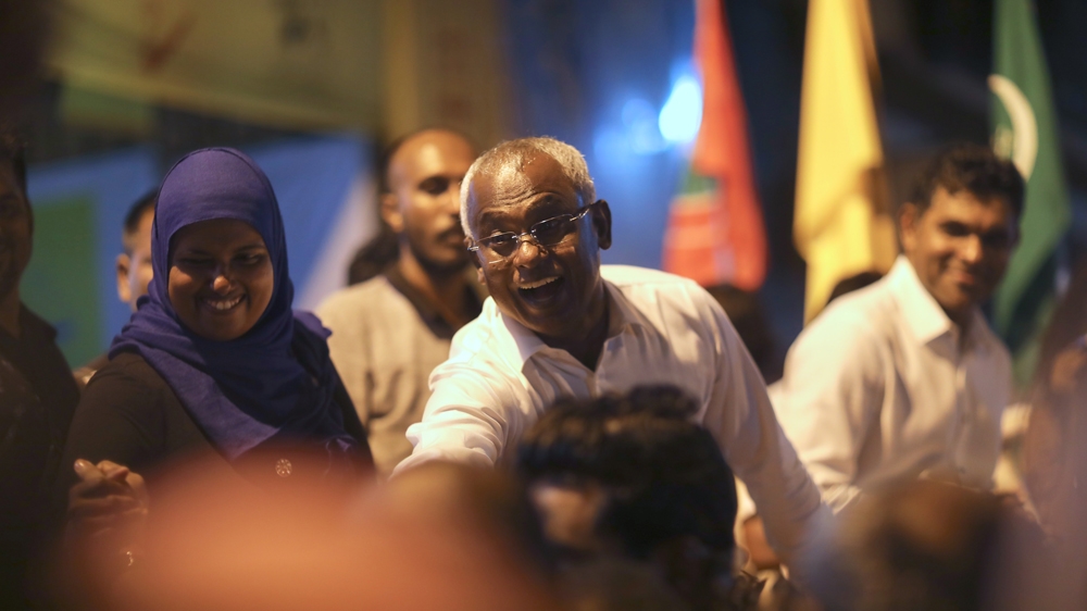 Solih declared victory soon after 90 percent of votes were counted [Sharif Ali/Al Jazeera]