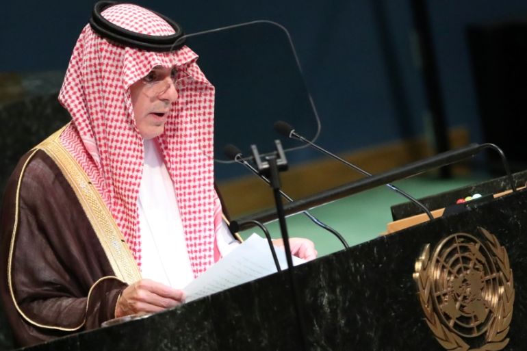 Saudi Arabia''s Foreign Minister Adel bin Ahmed Al-Jubeir speaks at the Nelson Mandela Peace Summit during the 73rd United Nations General Assembly in New York