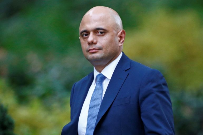 Britain''s Secretary of State for the Home Department Sajid Javid arrives at 10 Downing Street in London