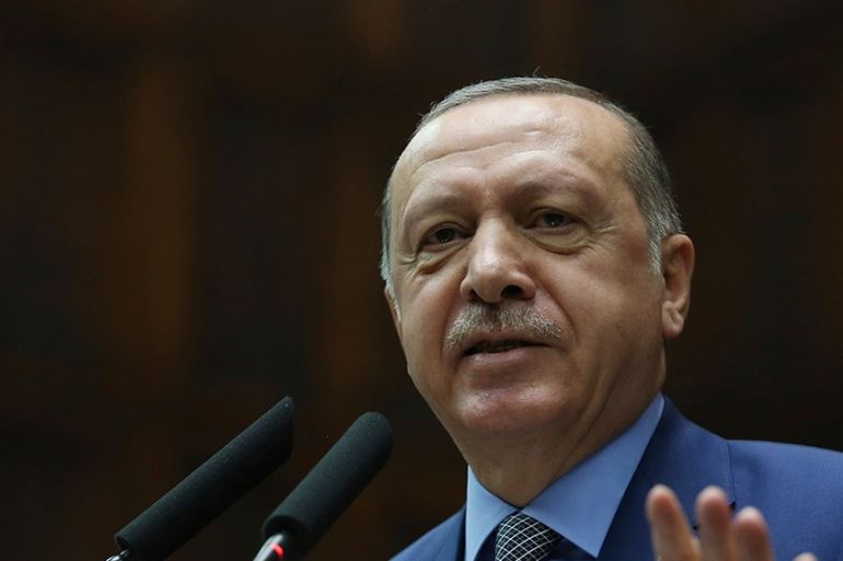 Turkey''s President Recep Tayyip Erdogan addresses supporters at the parliament, in Ankara, Tuesday, Oct. 30, 2018. Erdogan said the Turkish prosecutor repeated to his Saudi counterpart Turkey''s extra