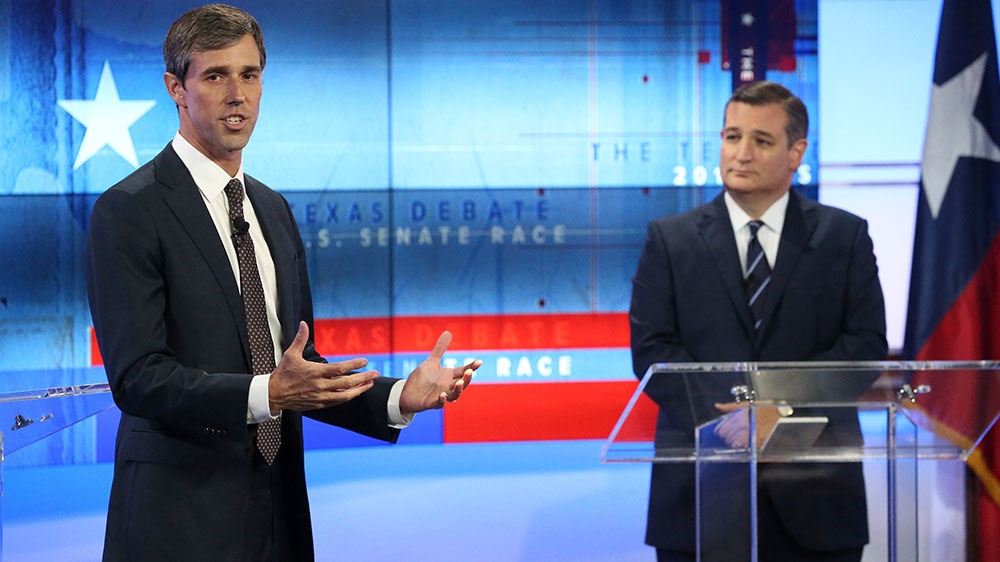 Beto O'Rourke debates Ted Cruz on October 16 [Tom Reel/San Antonio Express-News/AP Photo]