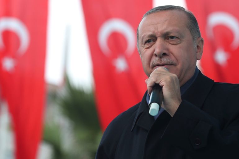 Turkish President Erdogan speaks during a ceremony in Istanbul