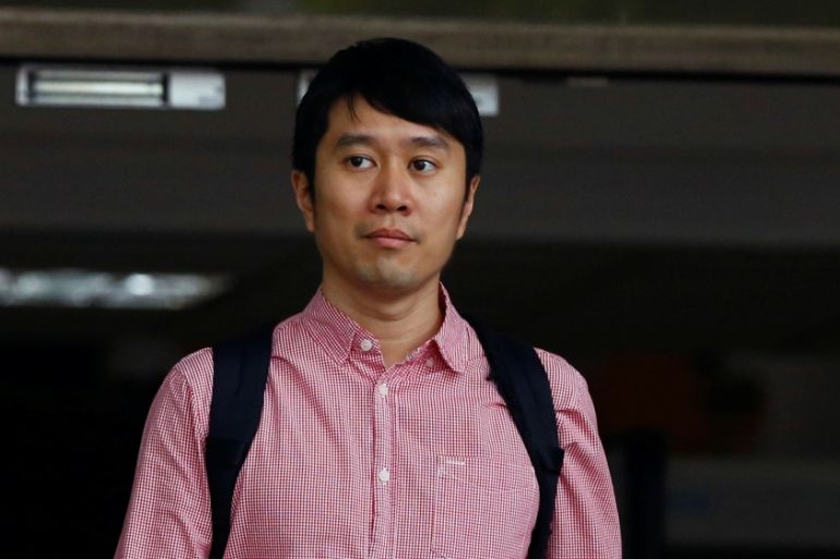 Civil rights activist Jolovan Wham leaves the State Court after a hearing in Singapore