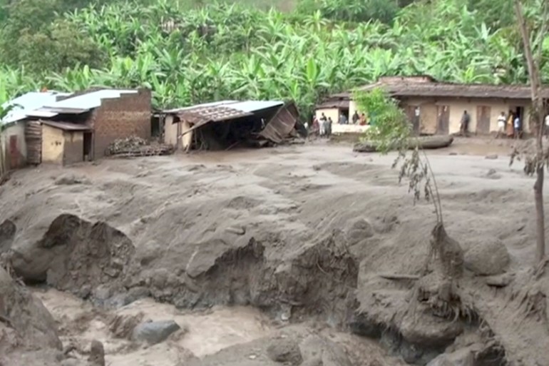 Damaged housing is seen after a landslide in Bududa, Uganda, in this still image taken from video on October 12, 2018. Reuters TV/via REUTERS