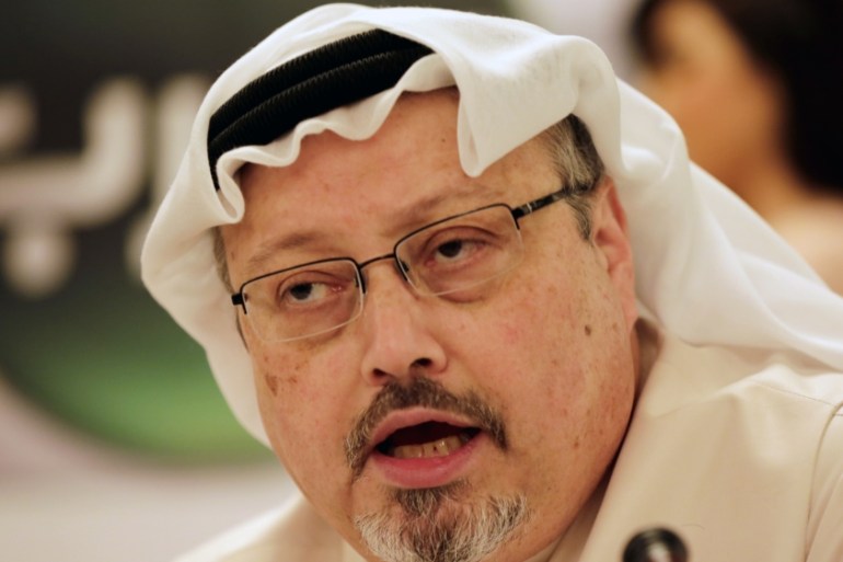 Jamal Khashoggi, general manager of a new Arabic news channel, speaks during a press conference in Manama, Bahrain, Monday, Dec. 15, 2014.