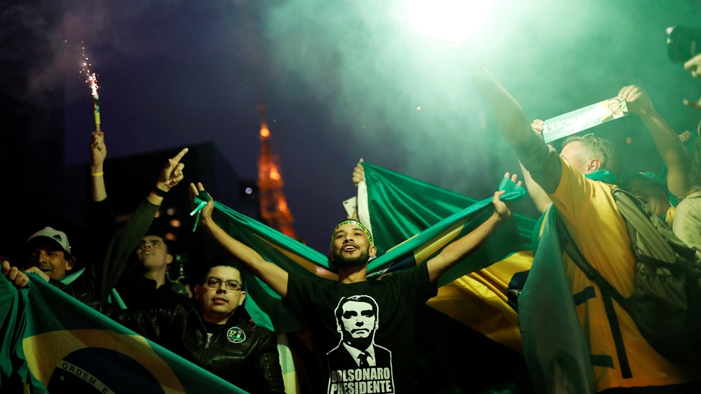 Bolsonaro supporters celebrate in Sao Paulo [Nacho Doce/Reuters]