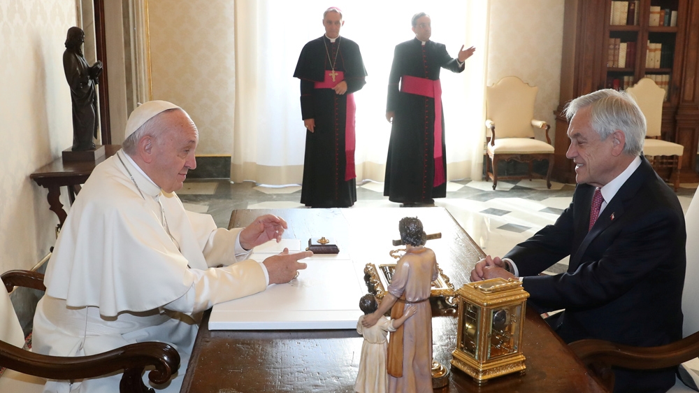 The announcement came shortly after the pope met with Chilean President Sebastian Pinera [Alessandro Bianchi/Reuters]