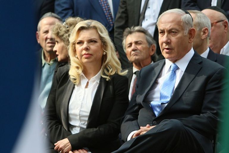 LITHUANIA-ISRAEL-POLITICS-DIPLOMACY Prime Minister of Israel Benjamin Netanyahu and his wife Sara Netanyahu attend a remembrance ceremony at the Paneriai Holocaust Memorial near Vilnius