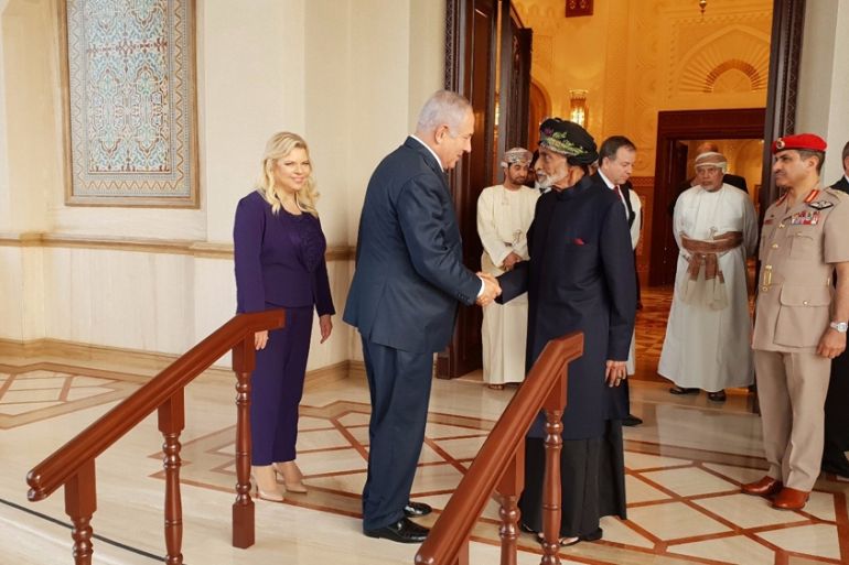 Israeli Prime minister Benjamin Netanyahu visits Sultan Qaboos bin Said in Oman