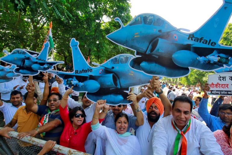 Protest against Rafale French fighter jets deal