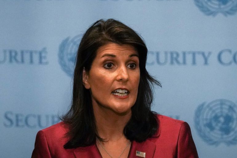 U.S. Ambassador to the United Nations Nikki Haley speaks during a news conference at U.N. headquarters in Manhattan, New York, U.S., September 20, 2018. REUTERS/Jeenah Moon