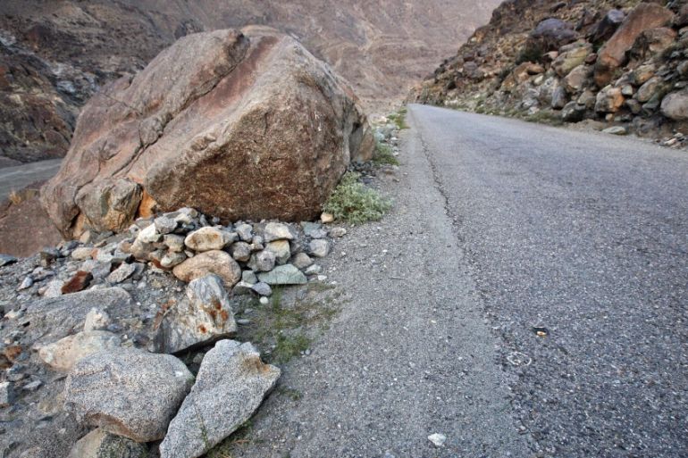 A view of a road near the Indus river in the Harban Nala area in the Kohistan district on Karakoram Highway, Khyber Pakhtukhwa province [File: Akhtar Soomro/Reuters]