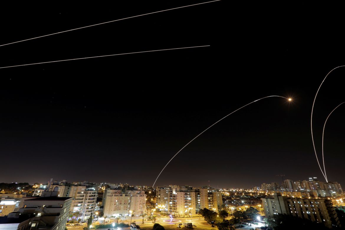 A general view of the Israeli city of Ashkelon, as an Iron Dome anti-missile fires near the Israeli side of the Israel-Gaza border, November 12, 2018. REUTERS/ Amir Cohe