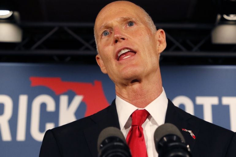 Republican U.S. Senate candidate Scott speaks at his midterm election night party in Naples, Florida