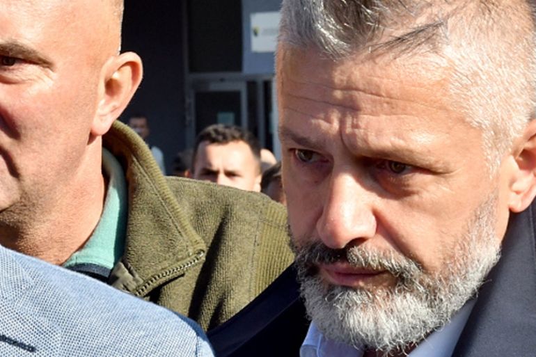 BOSNIA-WARCRIMES-TRIAL-ORIC Naser Oric, wartime commander of Bosnian Muslim forces in the area of Srebrenica and Bratunac, leaves court in Sarajevo on October 9, 2017. A Sarajevo court acquitted Nasr