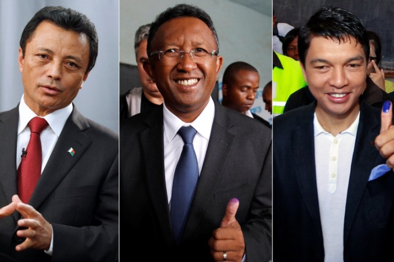 Madagascar''s presidential candidates (L-R): Marc Ravalomanana, Hery Rajaonarimampianina and Andry Rajoelina