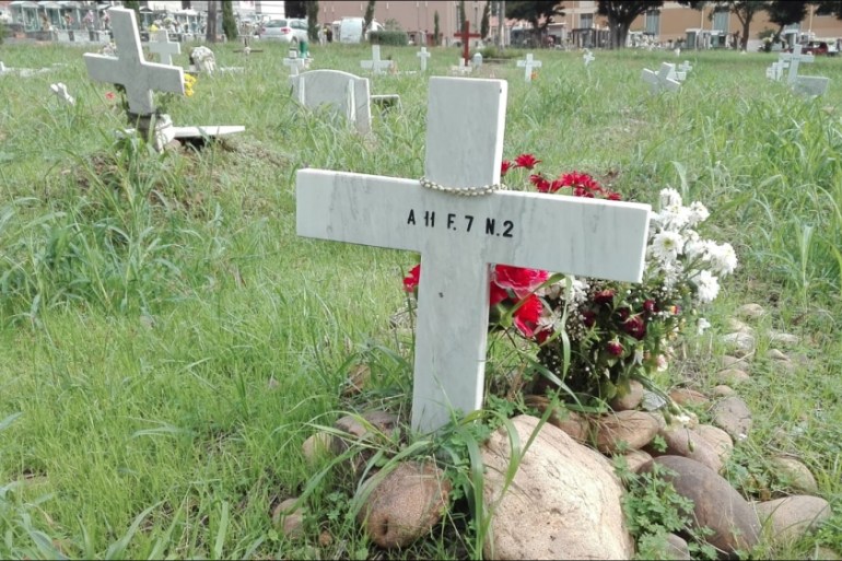 An unidentified migrant grave in Catania''s cemetery