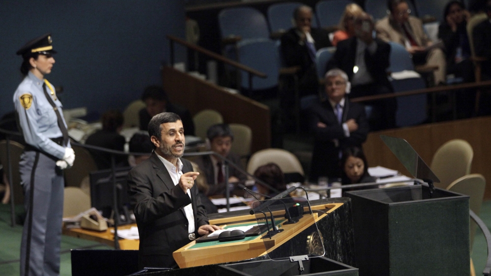 In his speech before the UN in 2012, Ahmadinejad defended Iran's nuclear programme [File: AP]