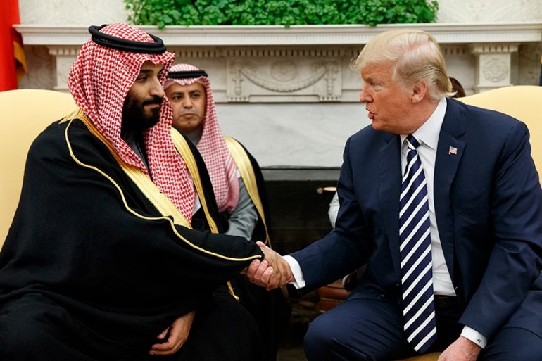 President Donald Trump meets with Saudi Crown Prince Mohammed bin Salman in the Oval Office of the White House, Tuesday, March 20, 2018, in Washington. (AP Photo/Evan Vucci)