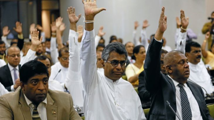 Lawmakers backing deposed Sri Lankan Prime Minister Ranil Wickremesinghe