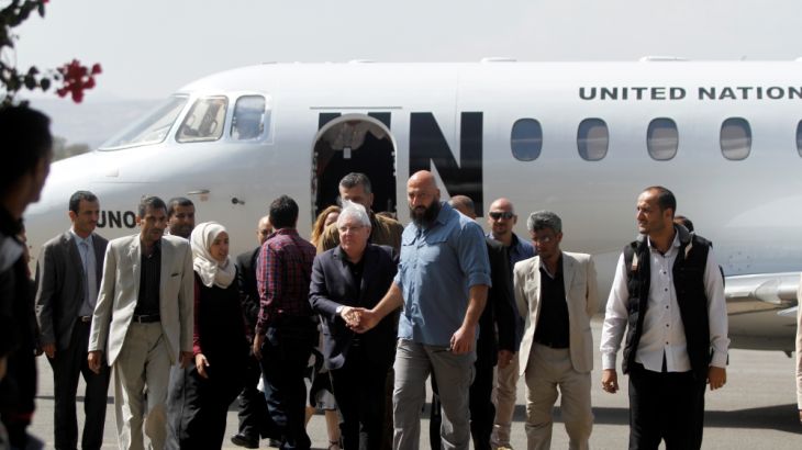 U.N. envoy to Yemen Martin Griffiths arrives at Sanaa airport, Yemen