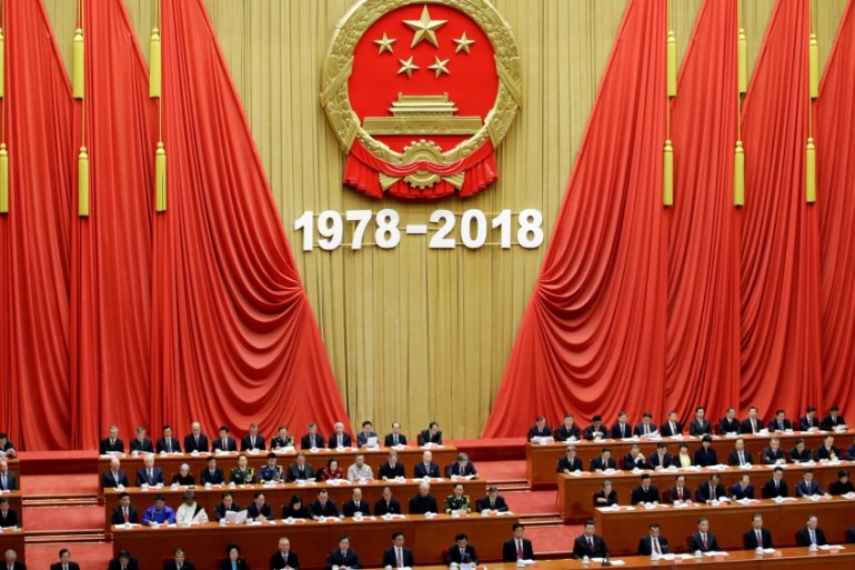 Chinese President Xi Jinping and others attend an event marking the 40th anniversary of China''s reform and opening up at the Great Hall of the People in Beijing
