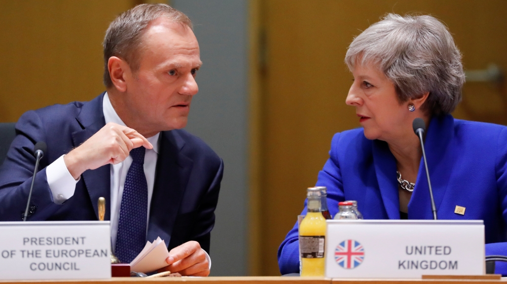 May has overseen months of Brexit negotiations with European leaders [File: Olivier Hoslet/Reuters]