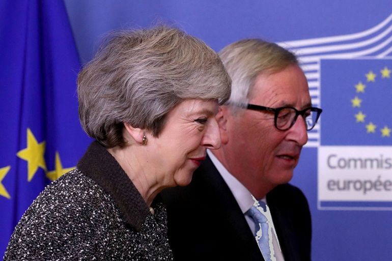British Prime Minister Theresa May meets with European Commission President Jean-Claude Juncker to discuss Brexit, at the European Commission headquarters in Brussels, Belgium December 11, 2018. REUTE