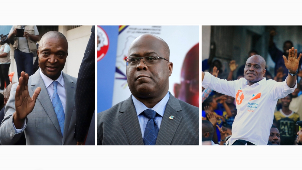 
Leading presidential candidates: Emmanuel Shadary (L), Felix Tshisekedi (C) and Martin Fayulu (R) [File: Kenny Katombe, Baz Ratner, Samuel Mambo/Reuters] 
