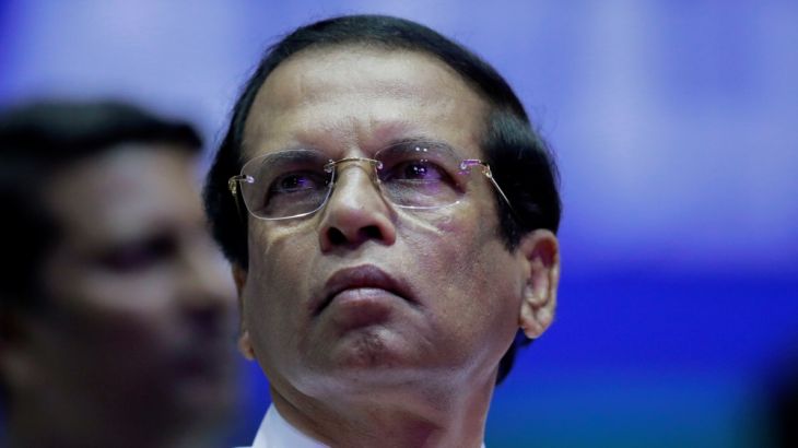 Sri Lanka''s President Sirisena looks on during a special party convention in Colombo