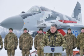 Ukraine''s President Poroshenko visits a Ukrainian Armed Forces airbase in Vasylkiv