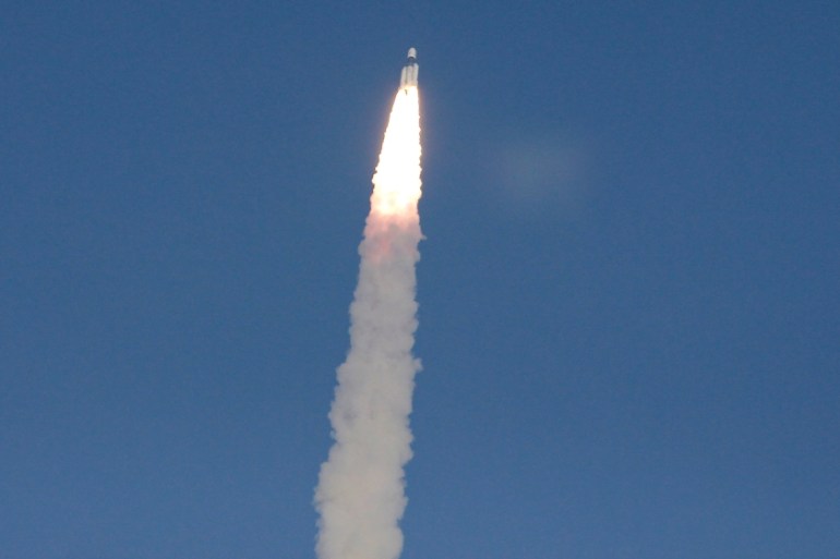 India''s Geosynchronous Satellite Launch Vehicle Mk III carrying GSAT-29 communication satellite lifts off from the Satish Dhawan Space Centre in Sriharikota